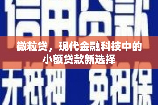 清城微粒贷，现代金融科技中的小额贷款新选择