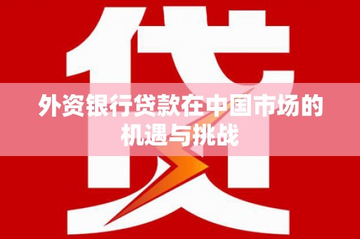清城外资银行贷款在中国市场的机遇与挑战
