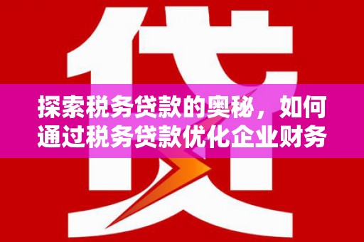 清城探索税务贷款的奥秘，如何通过税务贷款优化企业财务